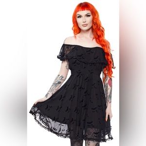 Sourpuss fiesta bat print dress